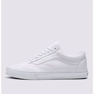 White Leather Old Skool Vans